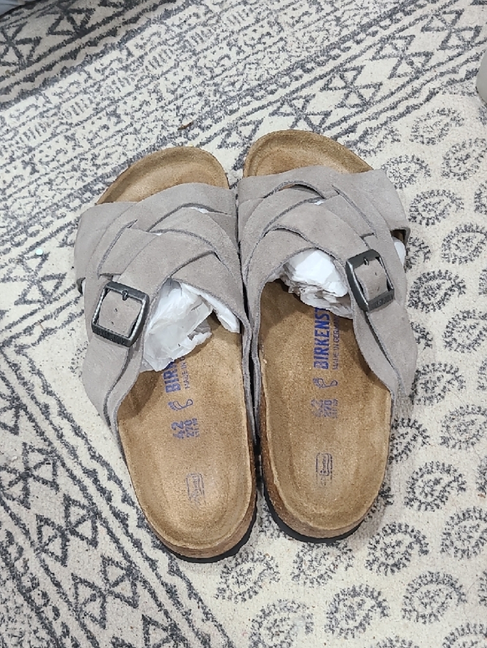 Birkenstock Men's Taupe Crisscross Suede Slide Sandals. **Lightly used!! - Picture 3 of 7